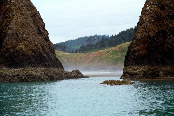 Crescent Beach through bird rocks