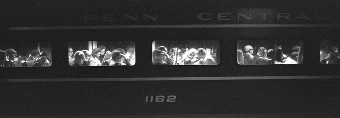 Departing train evening rush hour - Terry Bleser illustration