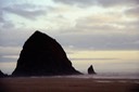 Haystack rock at sunset