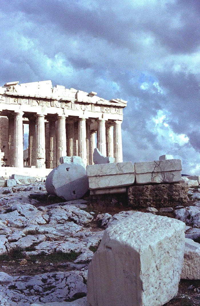 Parthenon storm clouds